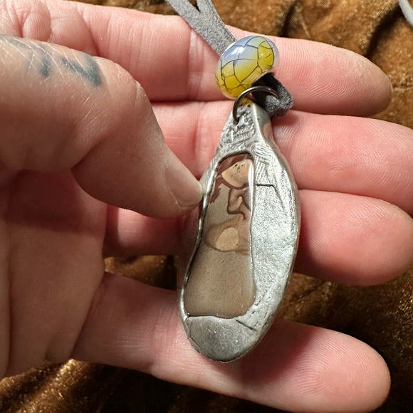 Brutalist Ooak handmade stone molten metal pendant☺️ - Picture 4 of 6